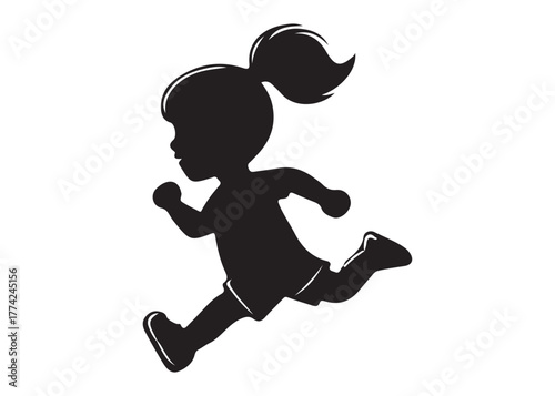 Silhouette of a little girl running