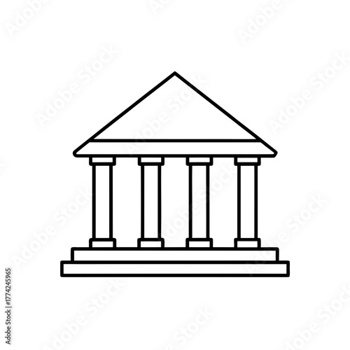Simple building with roof on transparent background
