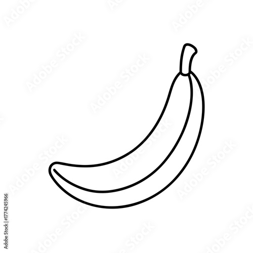 A simple banana outline on transparent background