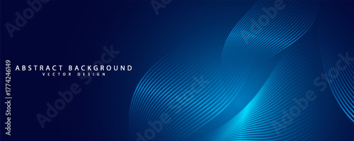 Abstract modern blue background with smooth lines. Dynamic waves. Vector illustration