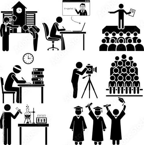 Higher Education and Student Life Pictogram Set