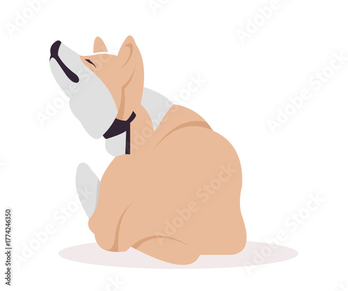Cartoon Dog Scratching Neck Illustration