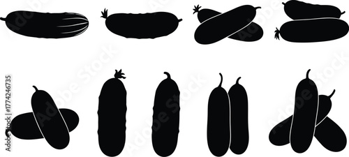 Black silhouette eggplant zucchini collection