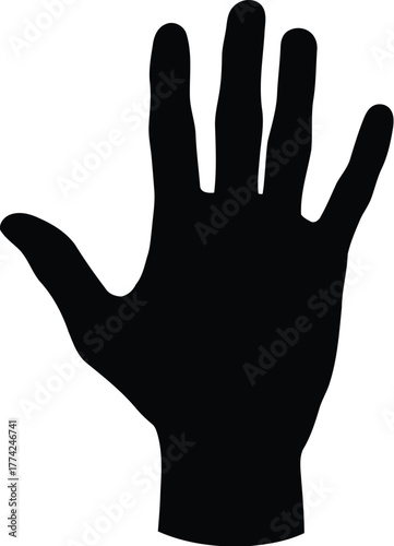 Black hand silhouette open palm five fingers