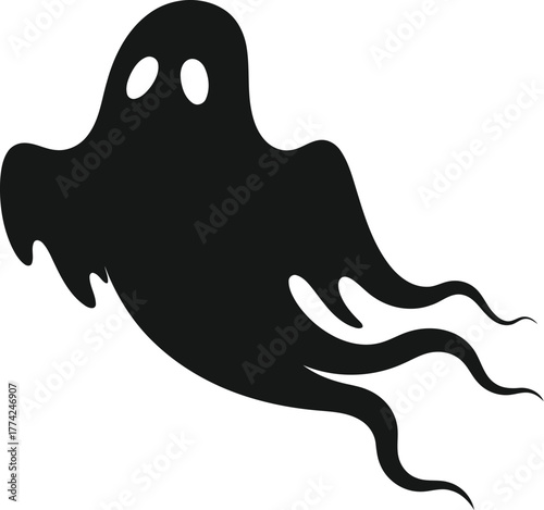 Spooky black ghost silhouette halloween icon