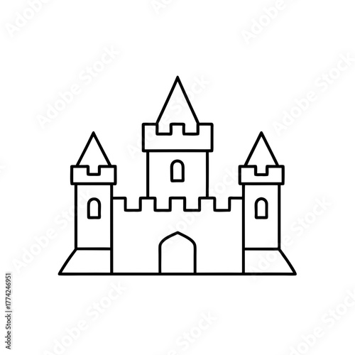 Outline drawing of castle on transparent background