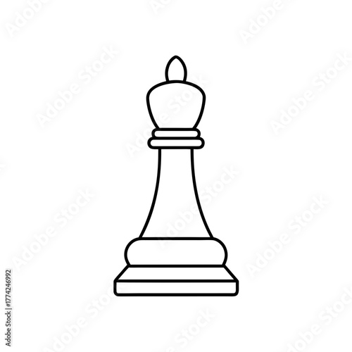 Outlined chess king piece on transparent background