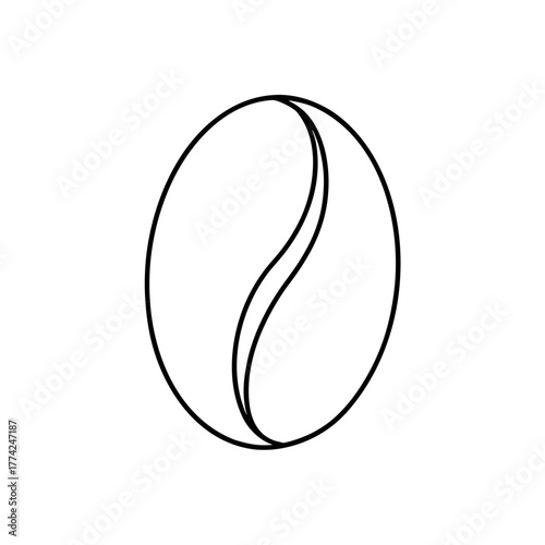 Simple coffee bean outline on transparent background