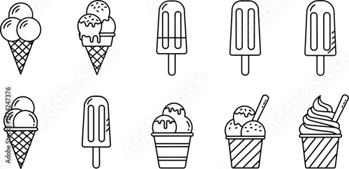 Hand drawn ice cream popsicle collection