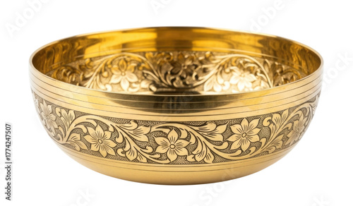 Ornate golden bowl transparent background cutout png
