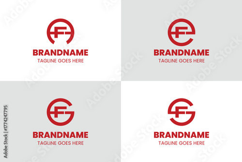Letters AF EF GF SF Monogram Logo Set, for business with AF FE FE FS initials