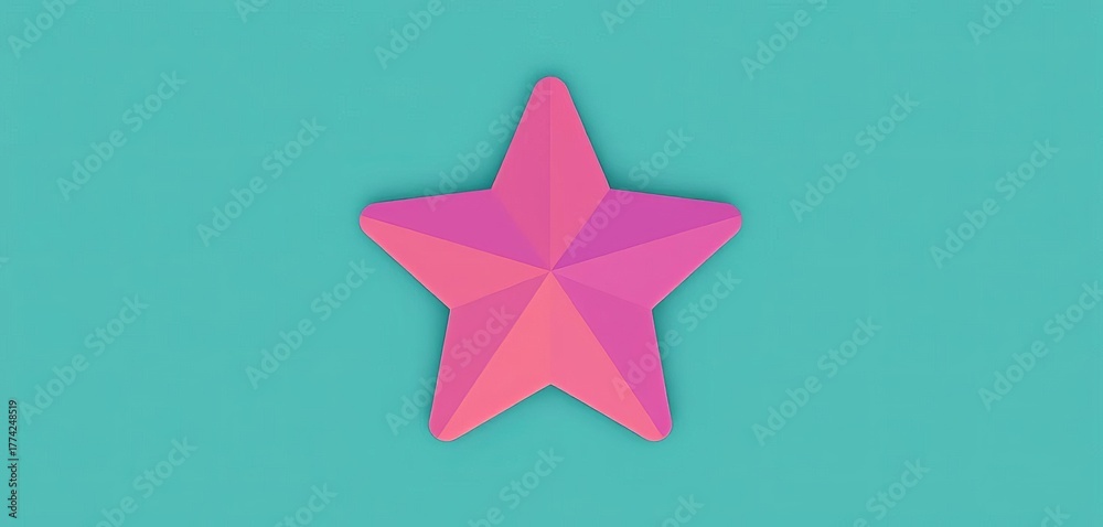 Obraz premium Simple, five-pointed star shape, flat design, solid color, green, silver