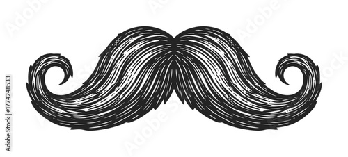 Vintage mustache drawing vector illustration retro facial hair design eps silhouette