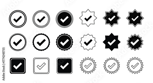 Check mark icon vector set verified badge approval symbol graphic design eps silhouette