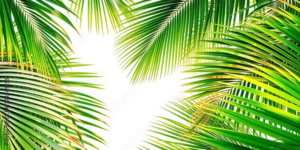 Obraz premium Tropical palm leaves form a lush, vibrant frame, botanical, havana