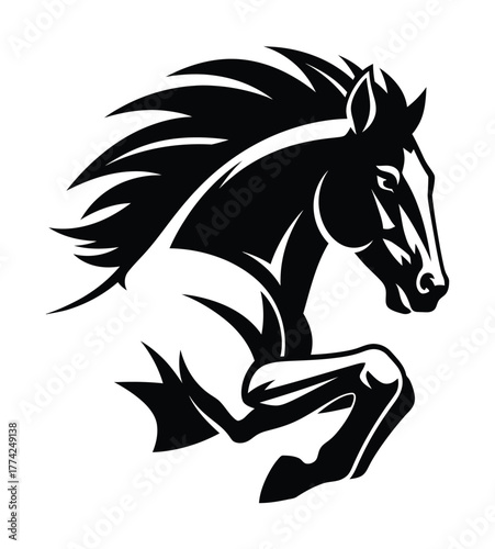 Horse vector graphic black and white illustration equine animal design eps silhouette