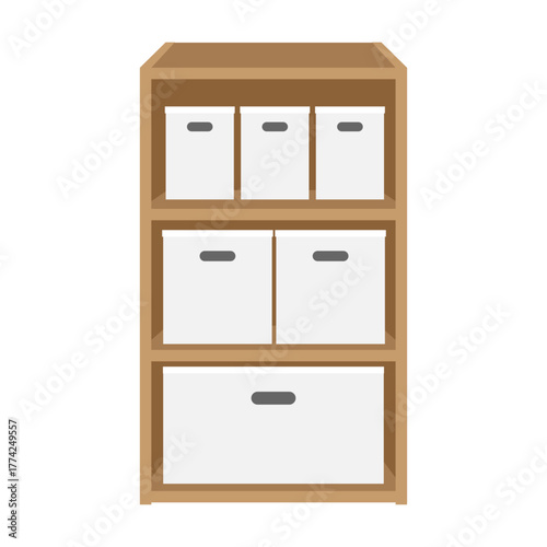 シンプルな三段の収納ボックスのイラスト