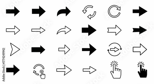 Versatile Arrow Collection A Set of Vector Icons for Direction, Rotation, and Navigation
