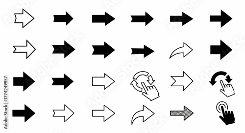 Diverse Arrow Vector Set Collection of Directional Graphic Icons for Navigation and Design