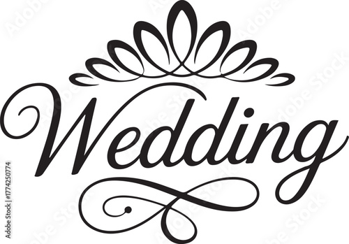 Wedding calligraphy with crown