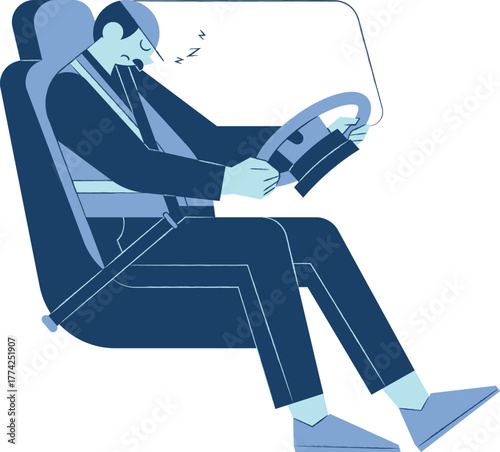 Driver falls asleep at the wheel, illustrating drowsy driving risk