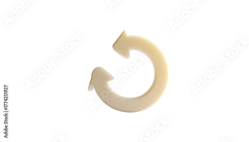 A creamy, curved arrow icon rotates on a black background