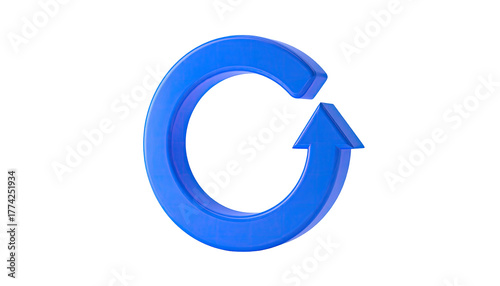 A blue 3D arrow, forming a looping circle, isolated on a black background