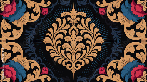 Baroque Style Swirl Ornament Vintage Decoration Design Background