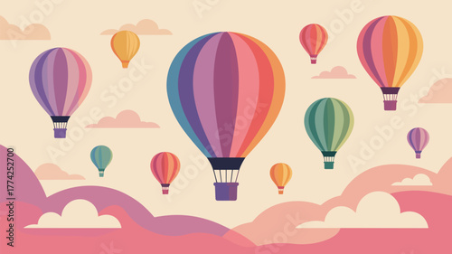 Vector Hot Air Balloons Colorful Illustration Background