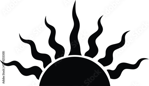 Sun rays vector graphic illustration black and white sunburst design eps silhouette