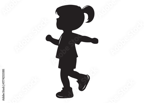 Silhouette of a little girl walking