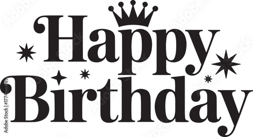 Happy birthday text with crown