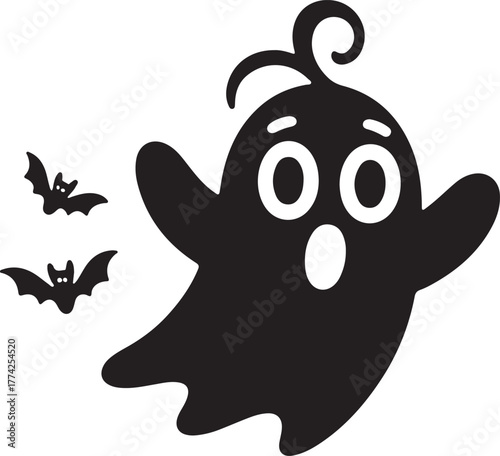 Surprised ghost and bats