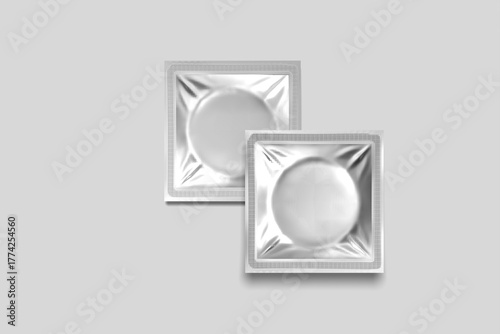 Realistic Condom blank mockup top view angle