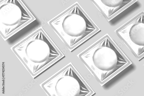 Realistic Condom blank mockup side view angle