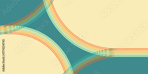 Vibrant retro-colored intersecting lines creating a flowing abstract geometric pattern background