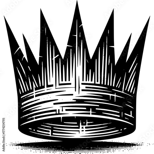 Royal Essence: An illustrative, monochromatic representation of a regal crown, embodying authority, power, and prestige, offering a captivating symbol of royalty.