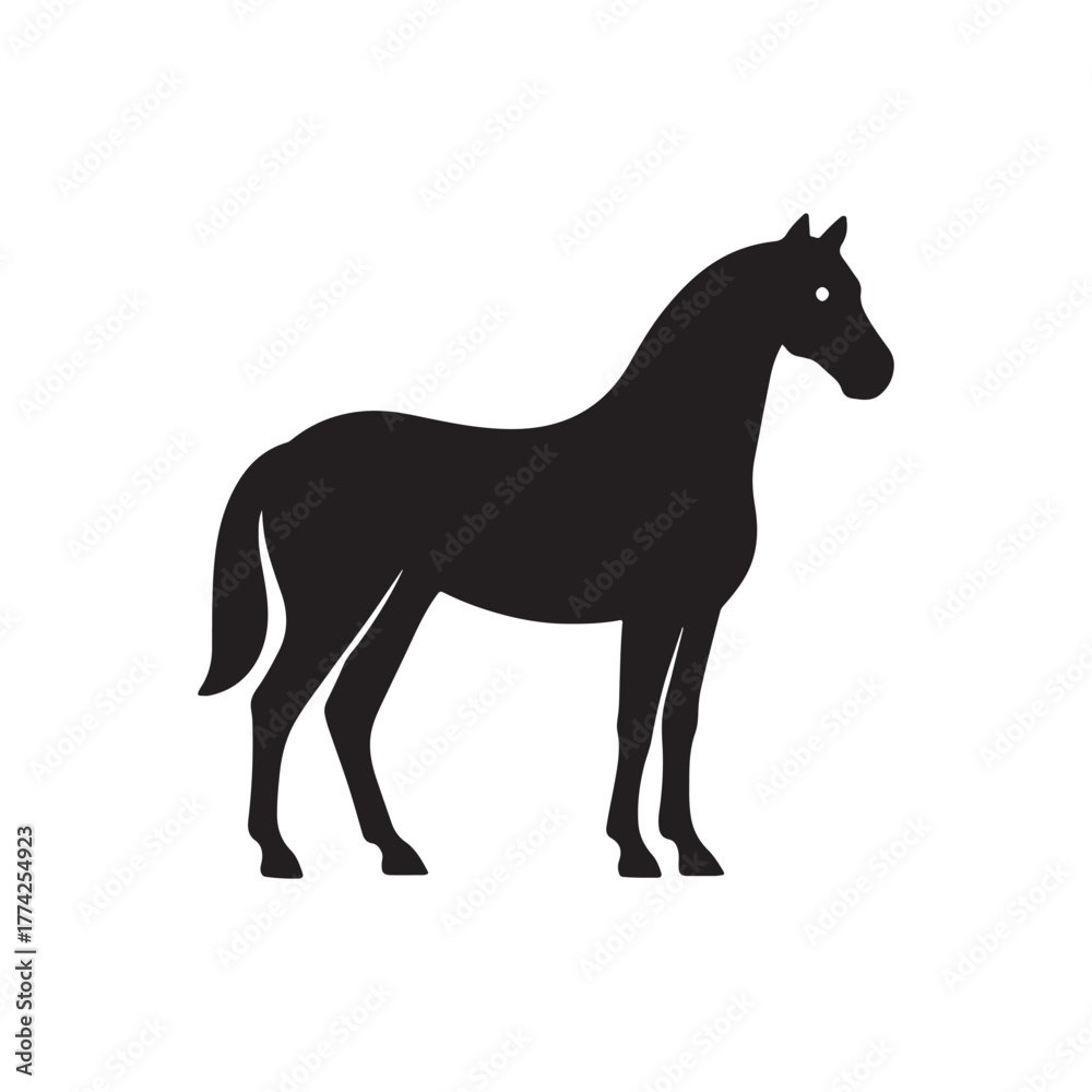 Fototapeta premium Horse back silhouette vector on white background