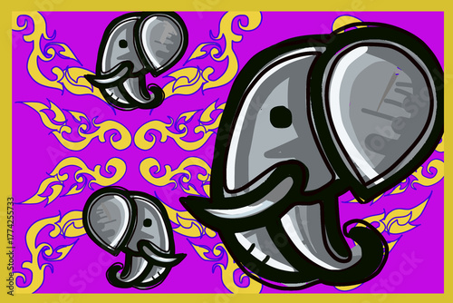 abstract colorful background​ Thai elephant fabric pattern design