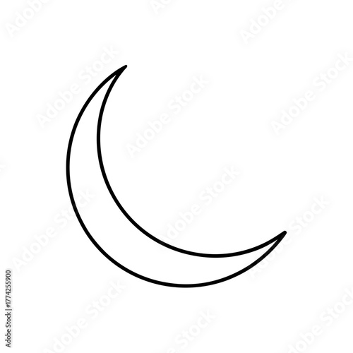 Crescent moon simple line on transparent background