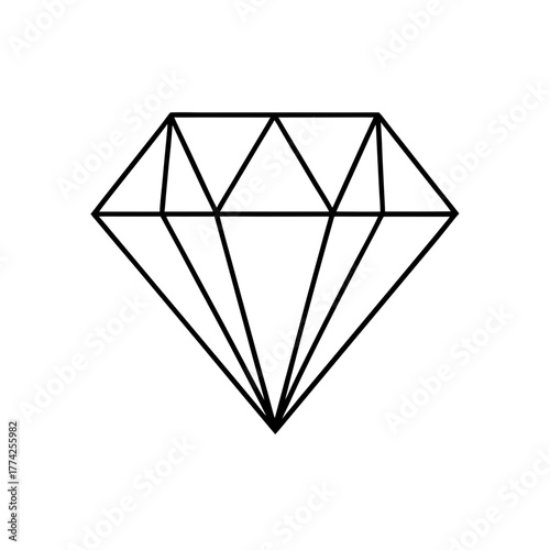 Diamond outline simple art on transparent background