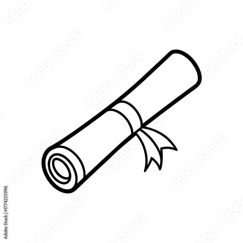 black and white diploma scroll with ribbon clip art preview