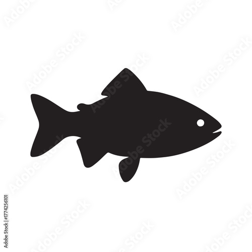 Fish Black Silhouette on white background
