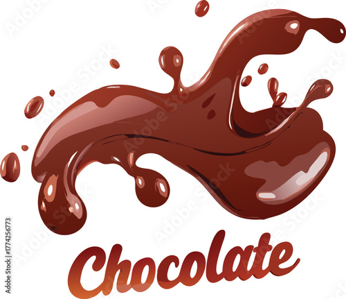 A dynamic splash of rich dark chocolate with a flowing sweet effect