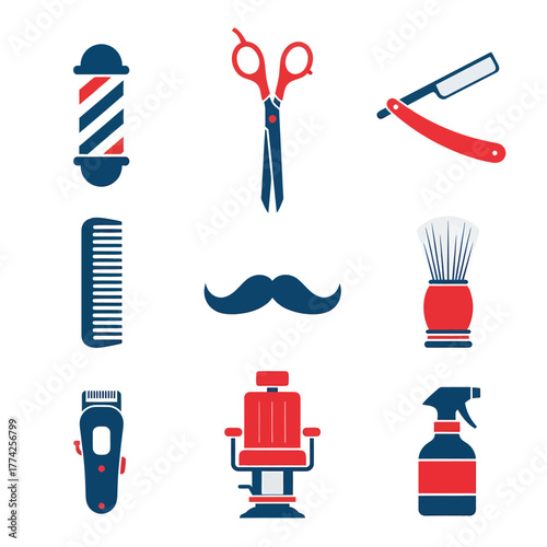 Barber tools arranged on white surface representing traditional grooming services and classic barbershop culture, evoking a sense of nostalgia and masculine charm.