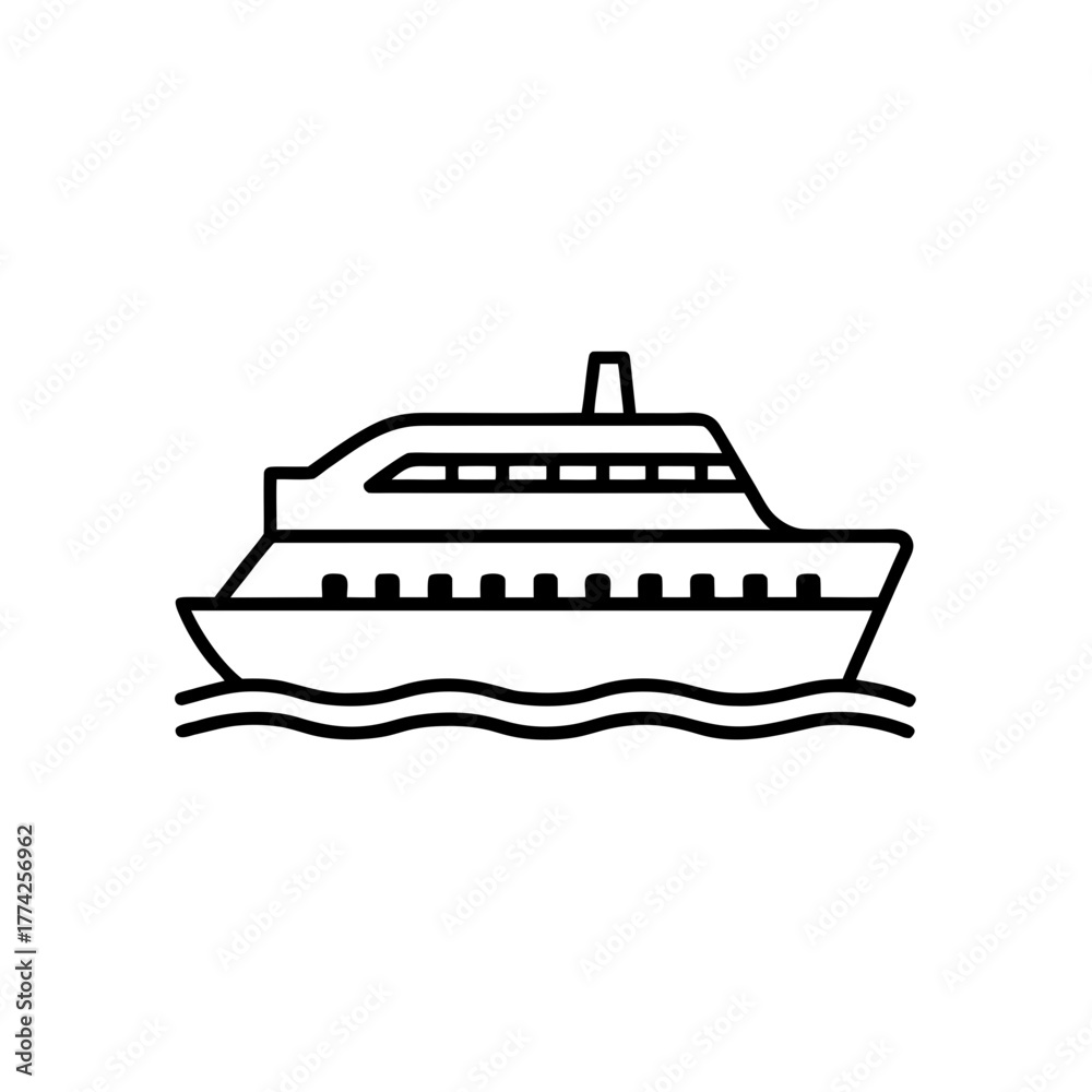 Obraz premium Outline drawing of a boat on transparent background