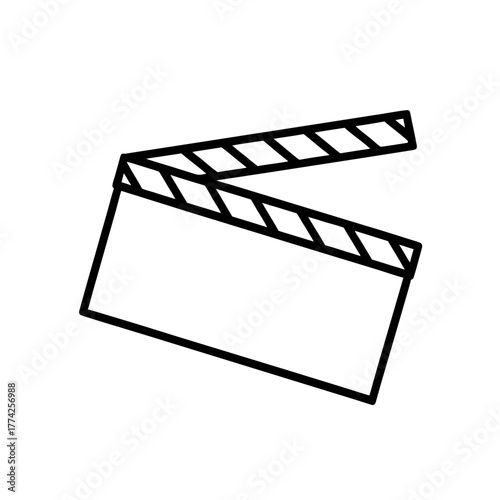 Simple outline clapperboard on transparent background