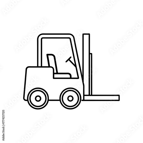 Forklift outline drawing on transparent background