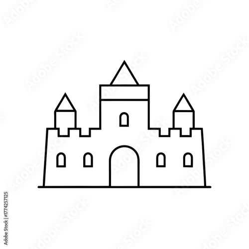 Simple outline of castle on transparent background