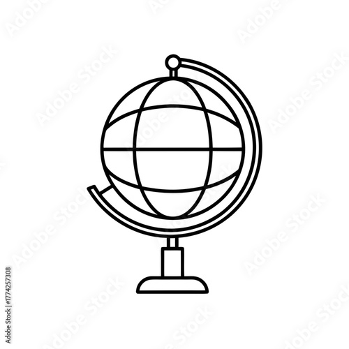 Outline globe on a stand on transparent background
